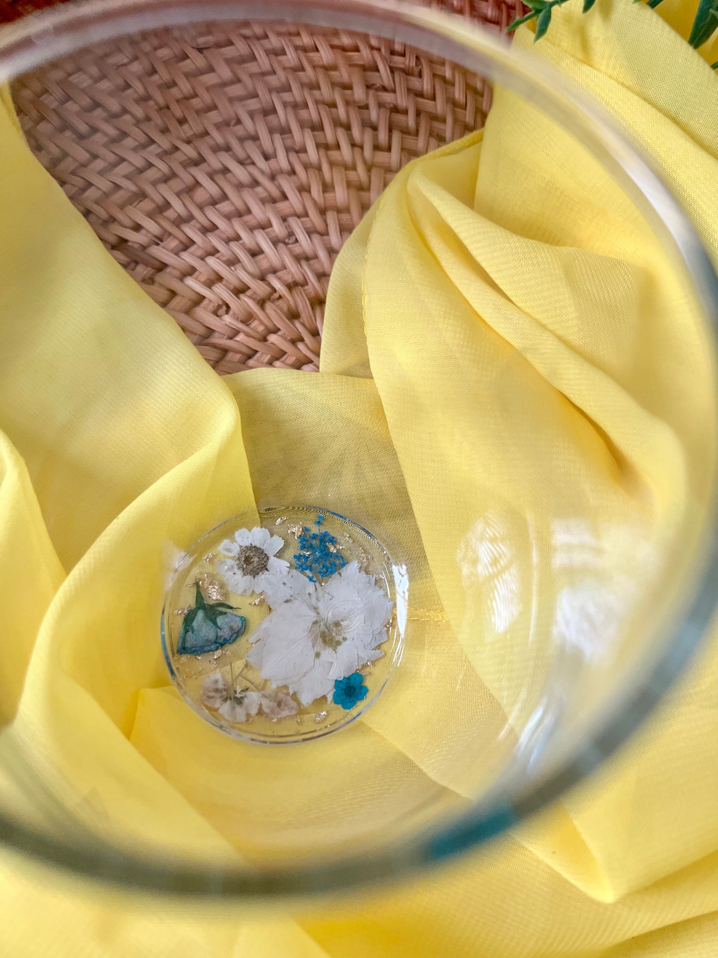 Wine Glass - Blue & White Flowers