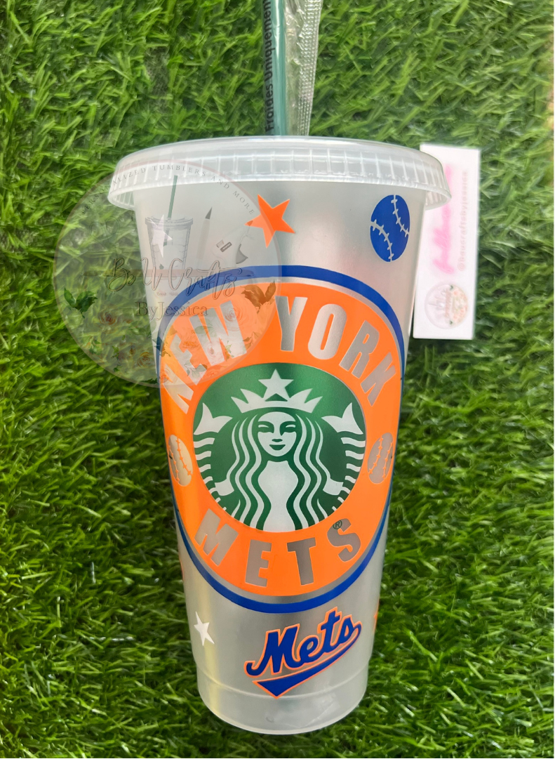 METS inspired MLB Cup Reuseable |Starbucks cold Cup
