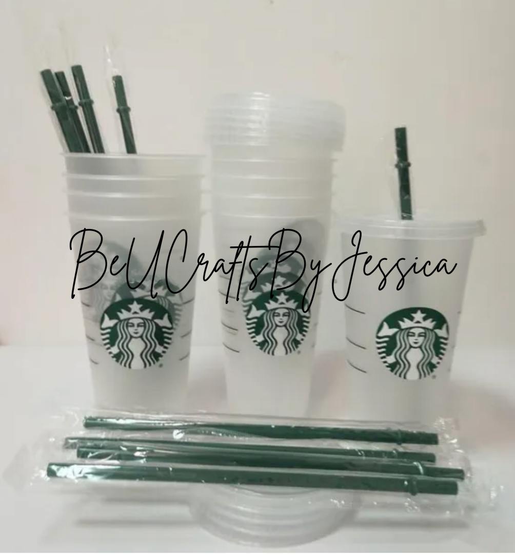 Blank Clear Starbucks Cold Cups | Bulk Options | Venti 24oz/710ml | Includes Lids and Straws