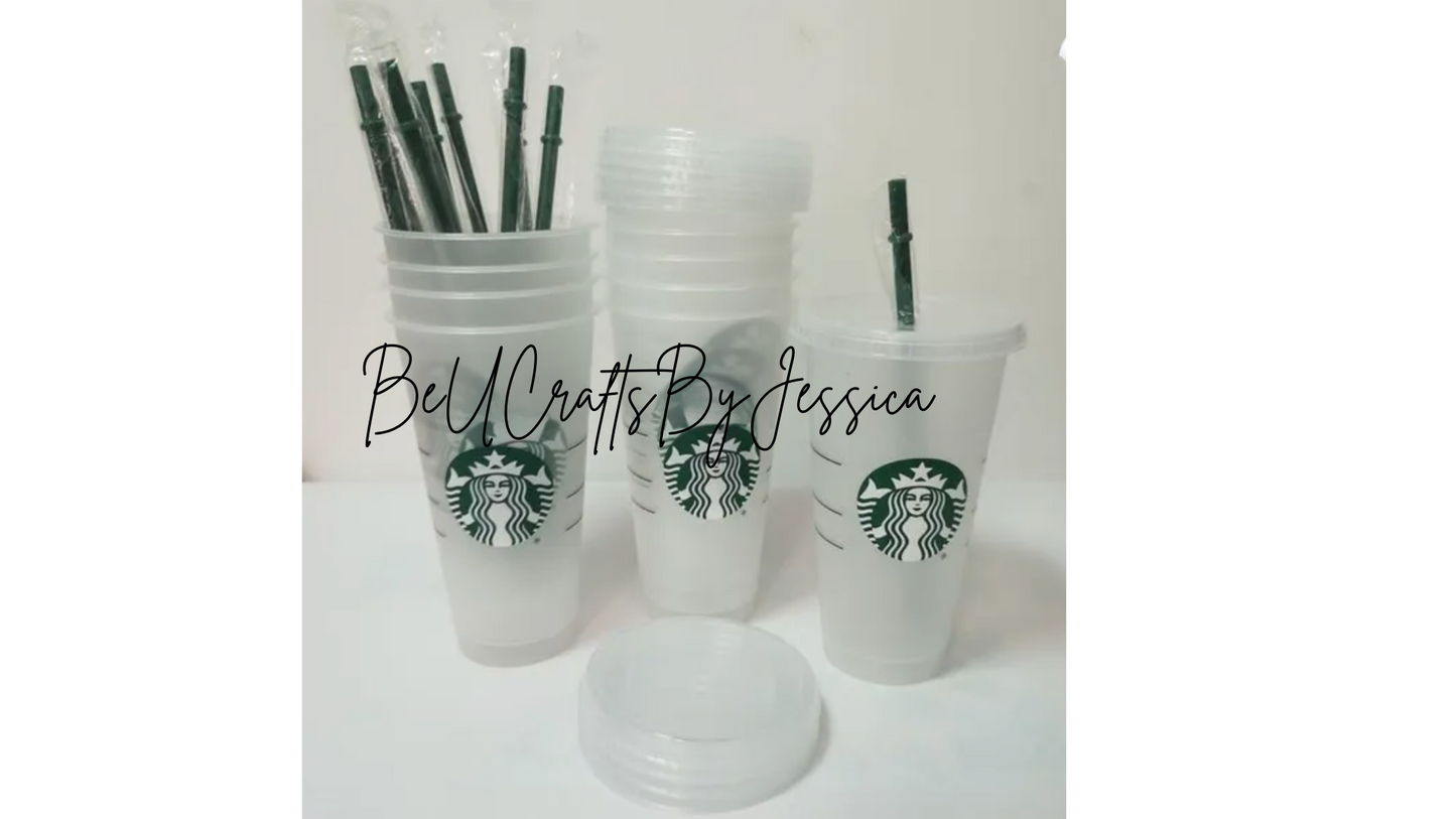 Blank Clear Starbucks Cold Cups | Bulk Options | Venti 24oz/710ml | Includes Lids and Straws