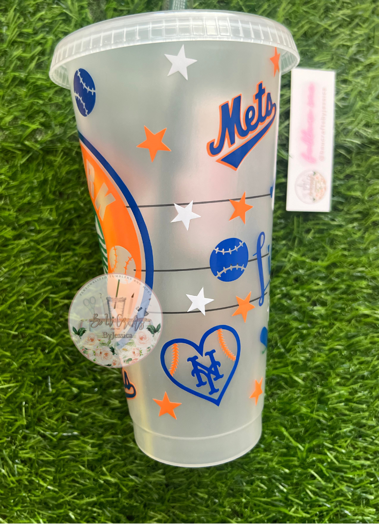METS inspired MLB Cup Reuseable |Starbucks cold Cup