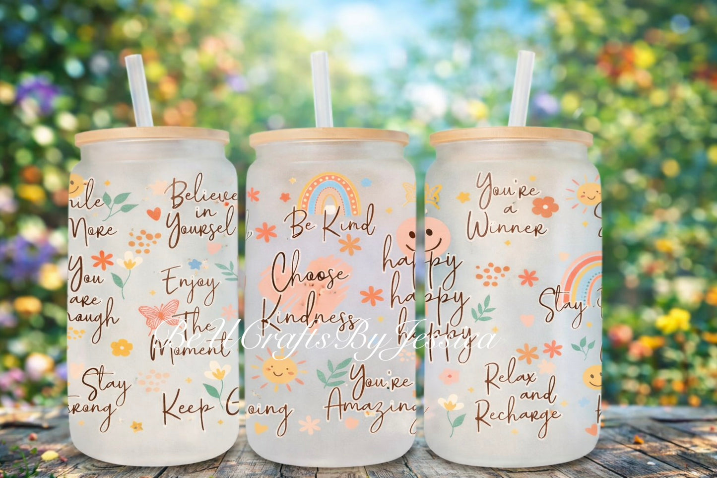 Self Love Affirmation Glass Cup – 16oz Positive Quote Tumbler (Giftable)