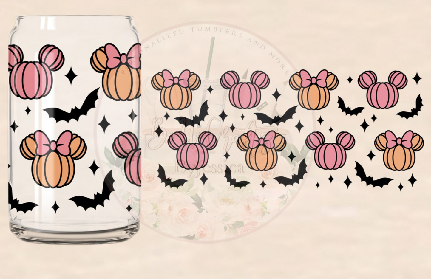 Halloween DIsney inspired -Glass Cup