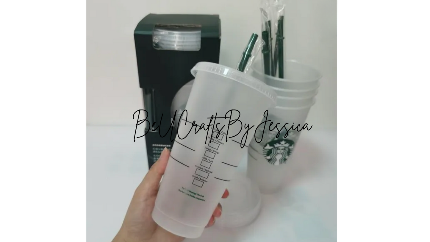 Blank Clear Starbucks Cold Cups | Bulk Options | Venti 24oz/710ml | Includes Lids and Straws