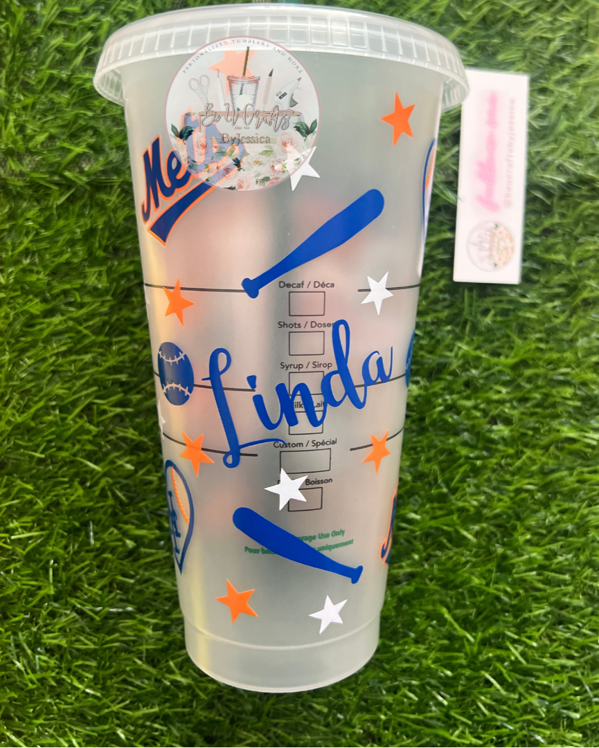 METS inspired MLB Cup Reuseable |Starbucks cold Cup
