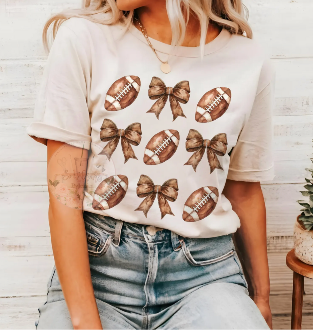 Football & Bows -T-Shirt