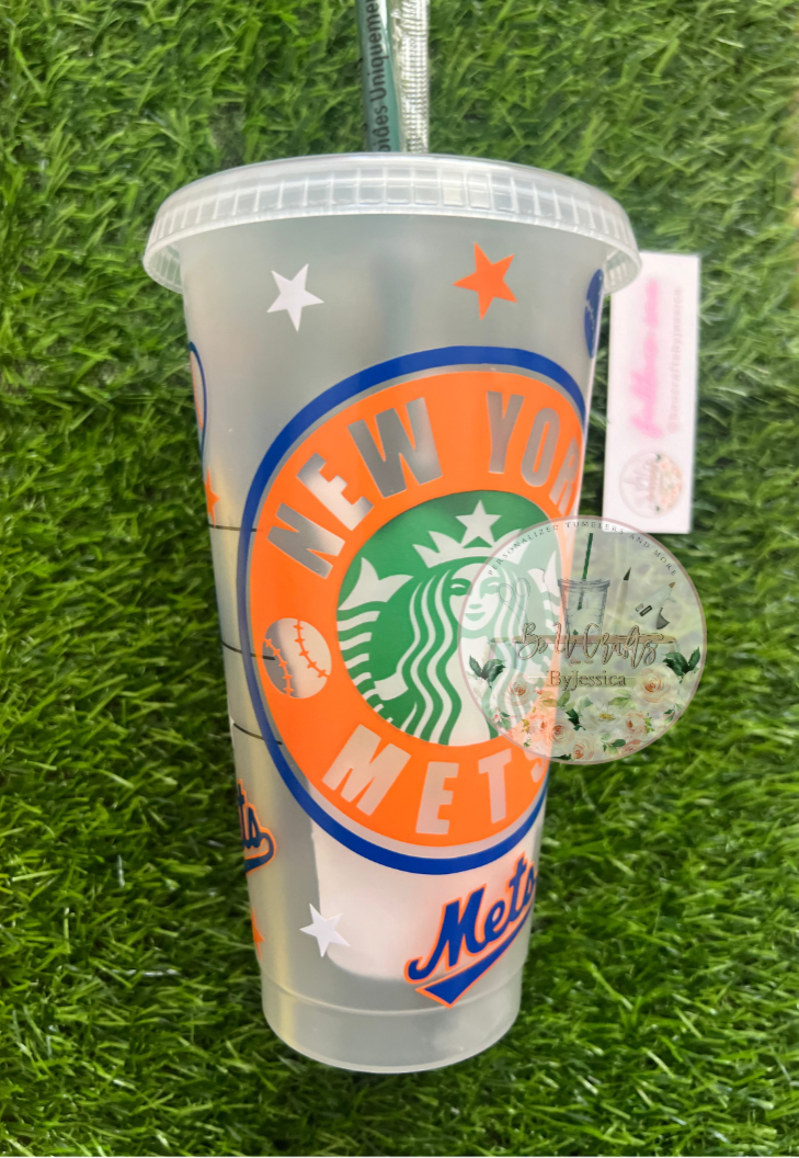 METS inspired MLB Cup Reuseable |Starbucks cold Cup