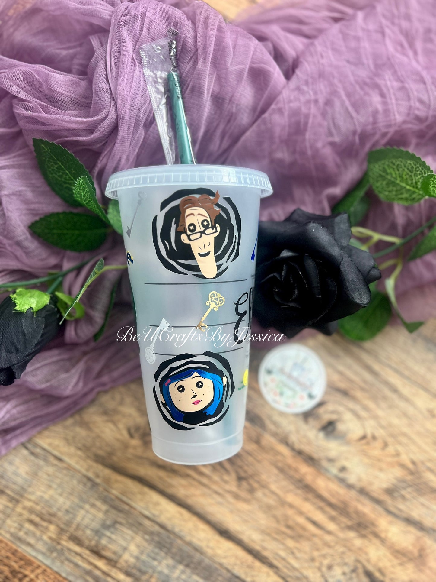 Coraline Inspired Starbucks Reuseable Cold Cup