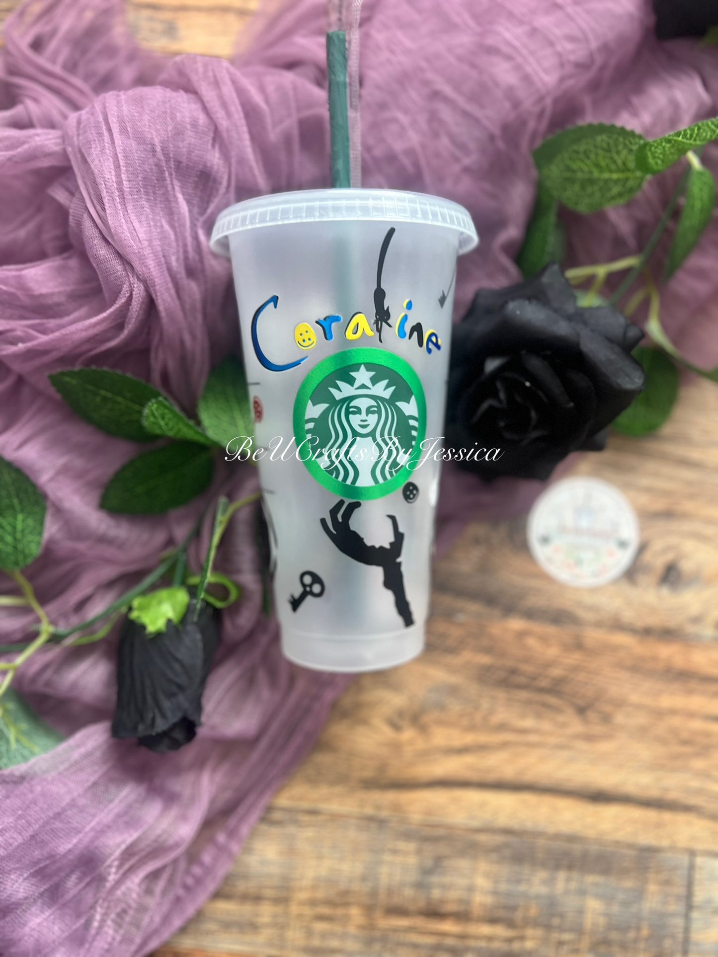Coraline Inspired Starbucks Reuseable Cold Cup