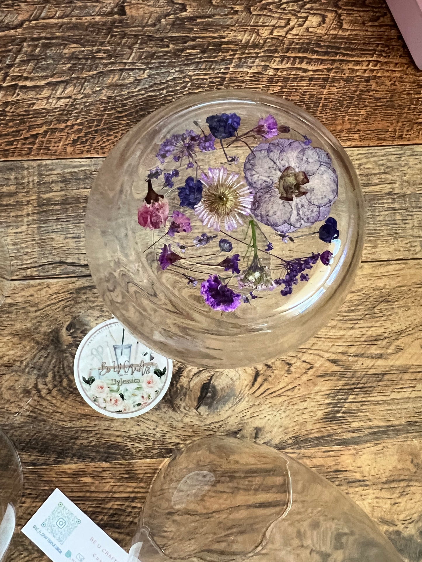 Wine Glass -Purple & Lavender Flowers