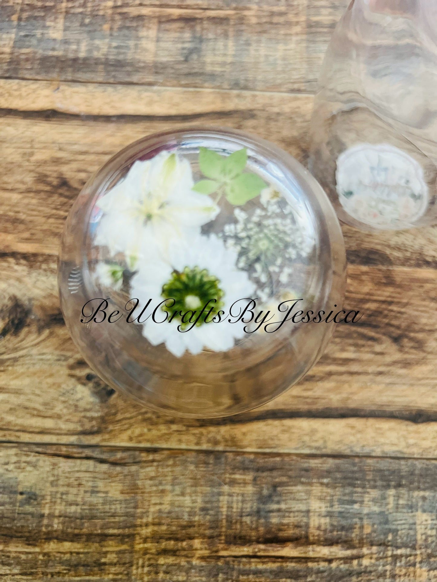 Wine Glass -Red & White Flowers