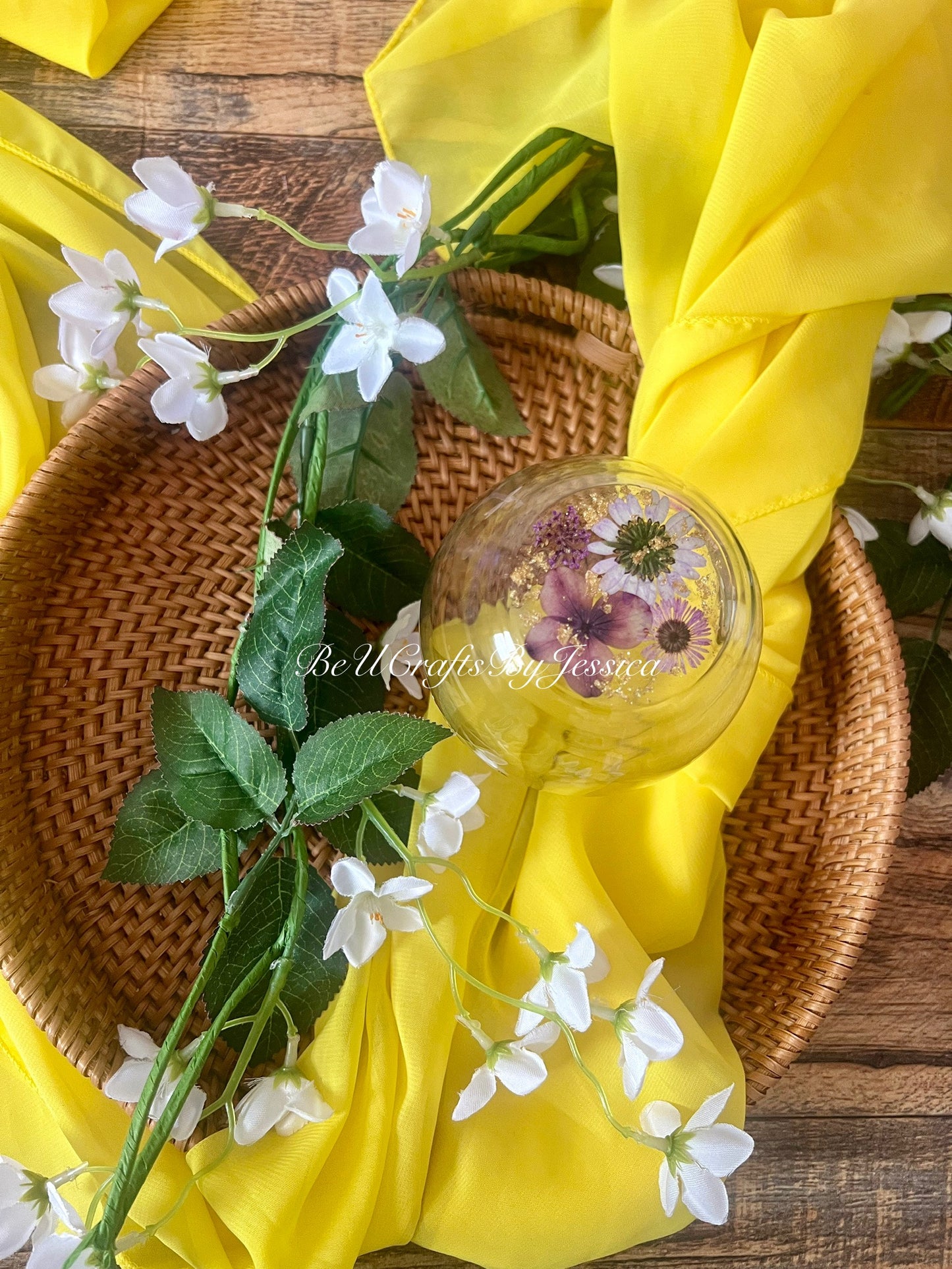 Wine Glass -Purple & Lavender Flowers