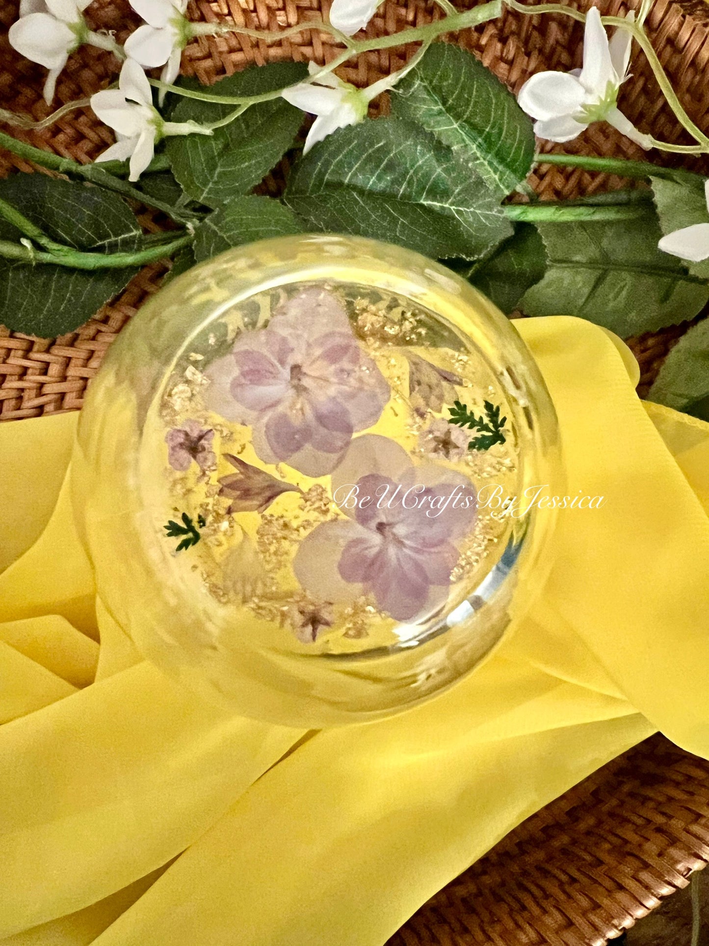 Wine Glass -Purple & Lavender Flowers