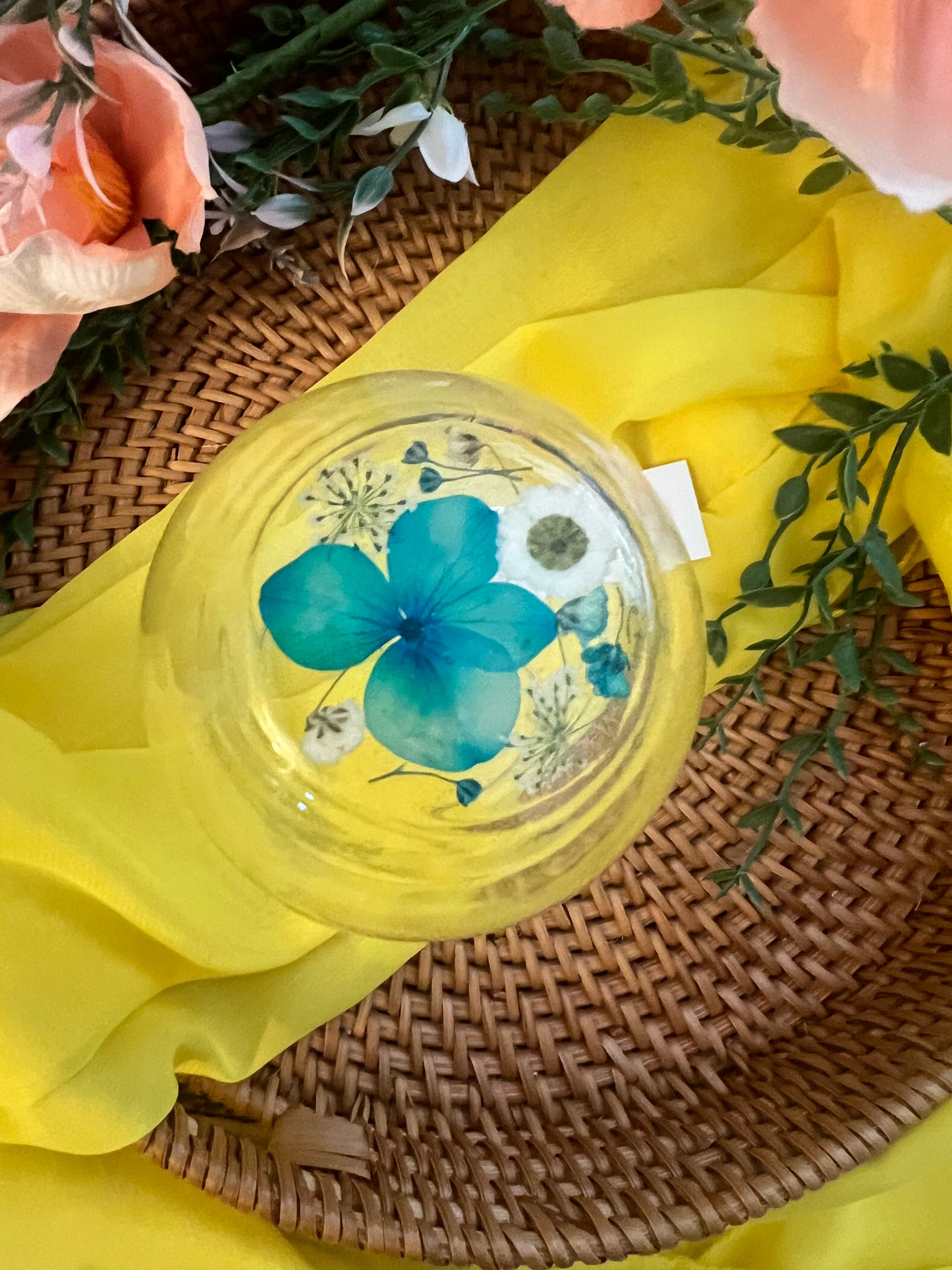Wine Glass - Blue & White Flowers