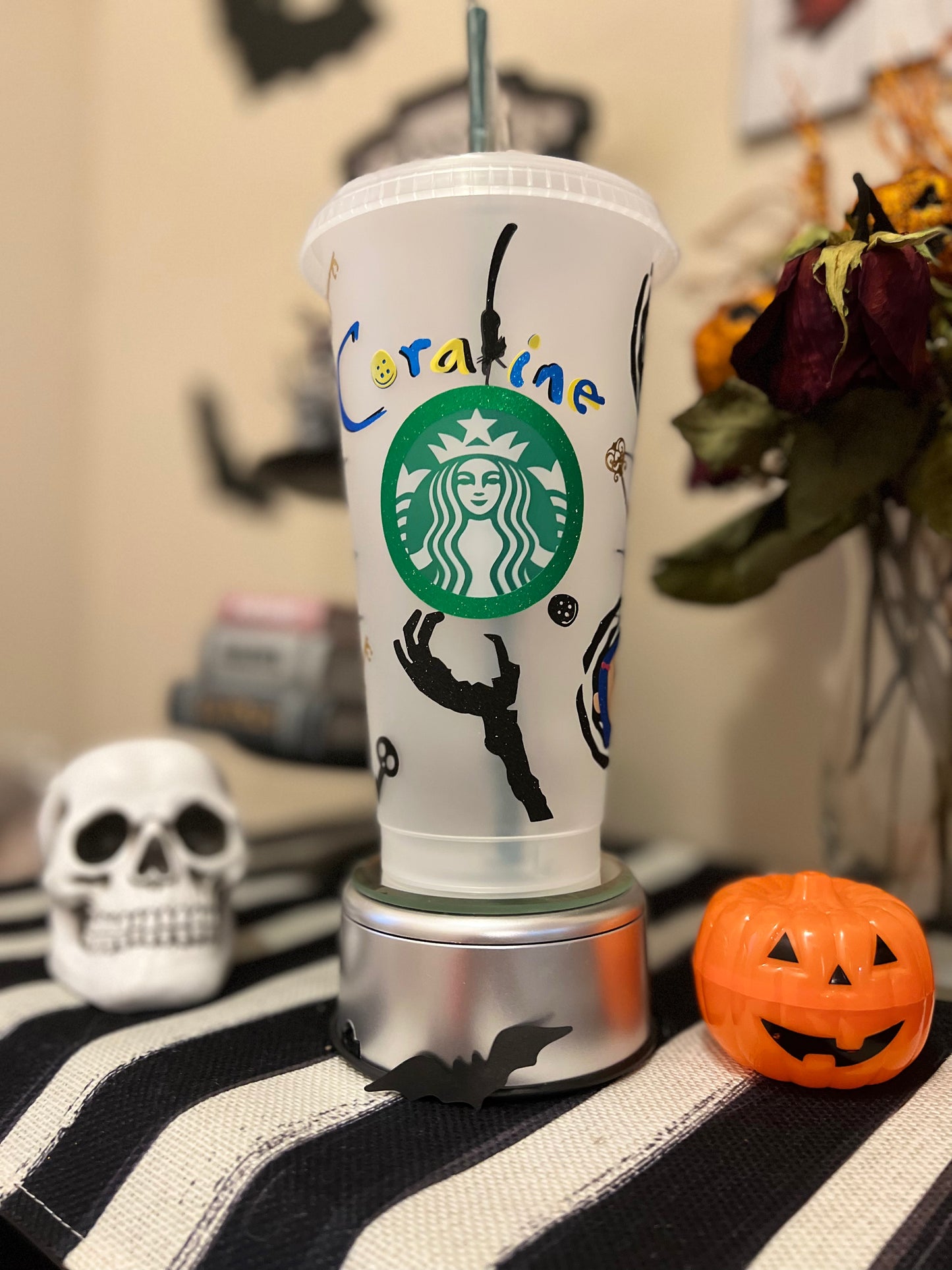 Coraline Inspired Starbucks Reuseable Cold Cup