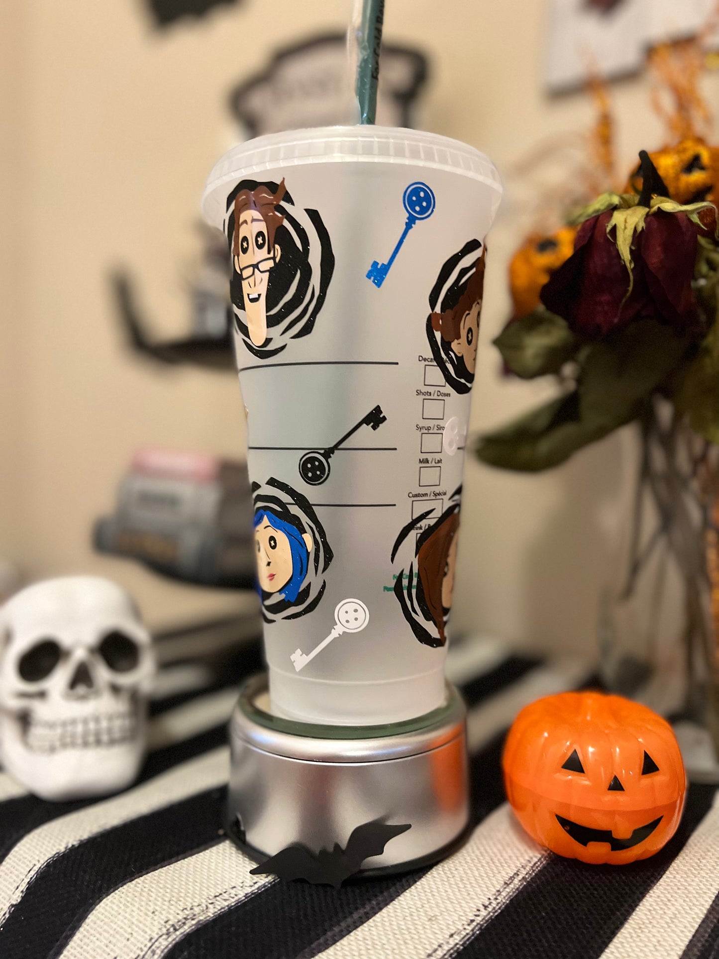Coraline Inspired Starbucks Reuseable Cold Cup