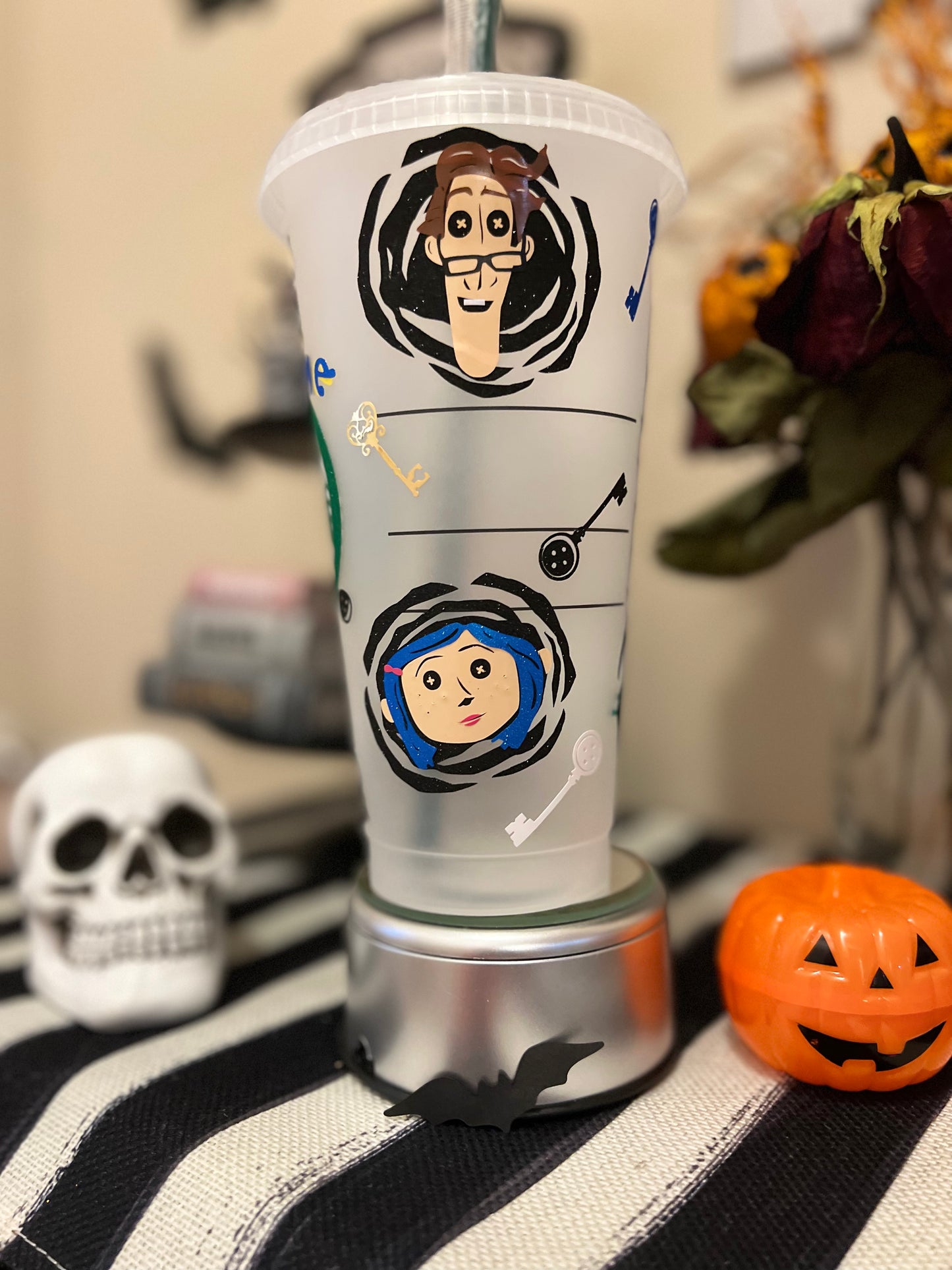 Coraline Inspired Starbucks Reuseable Cold Cup