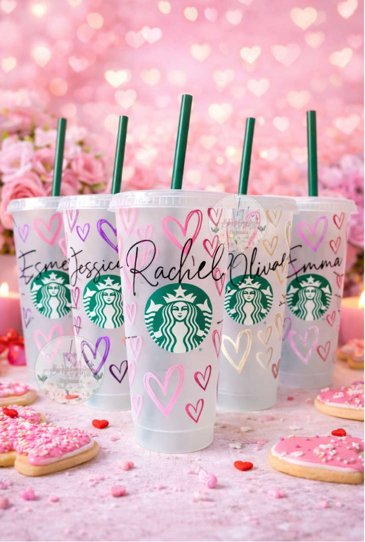Heart Pattern Cold Cup -Personalized