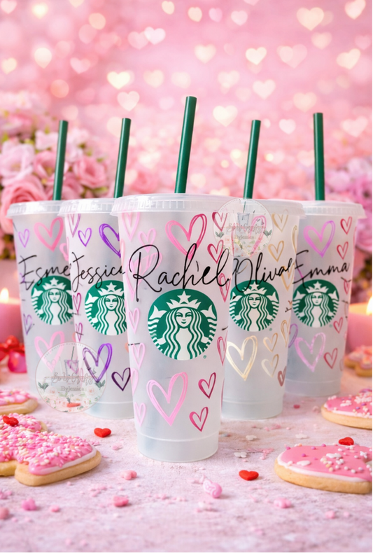 Heart Pattern Cold Cup -Personalized