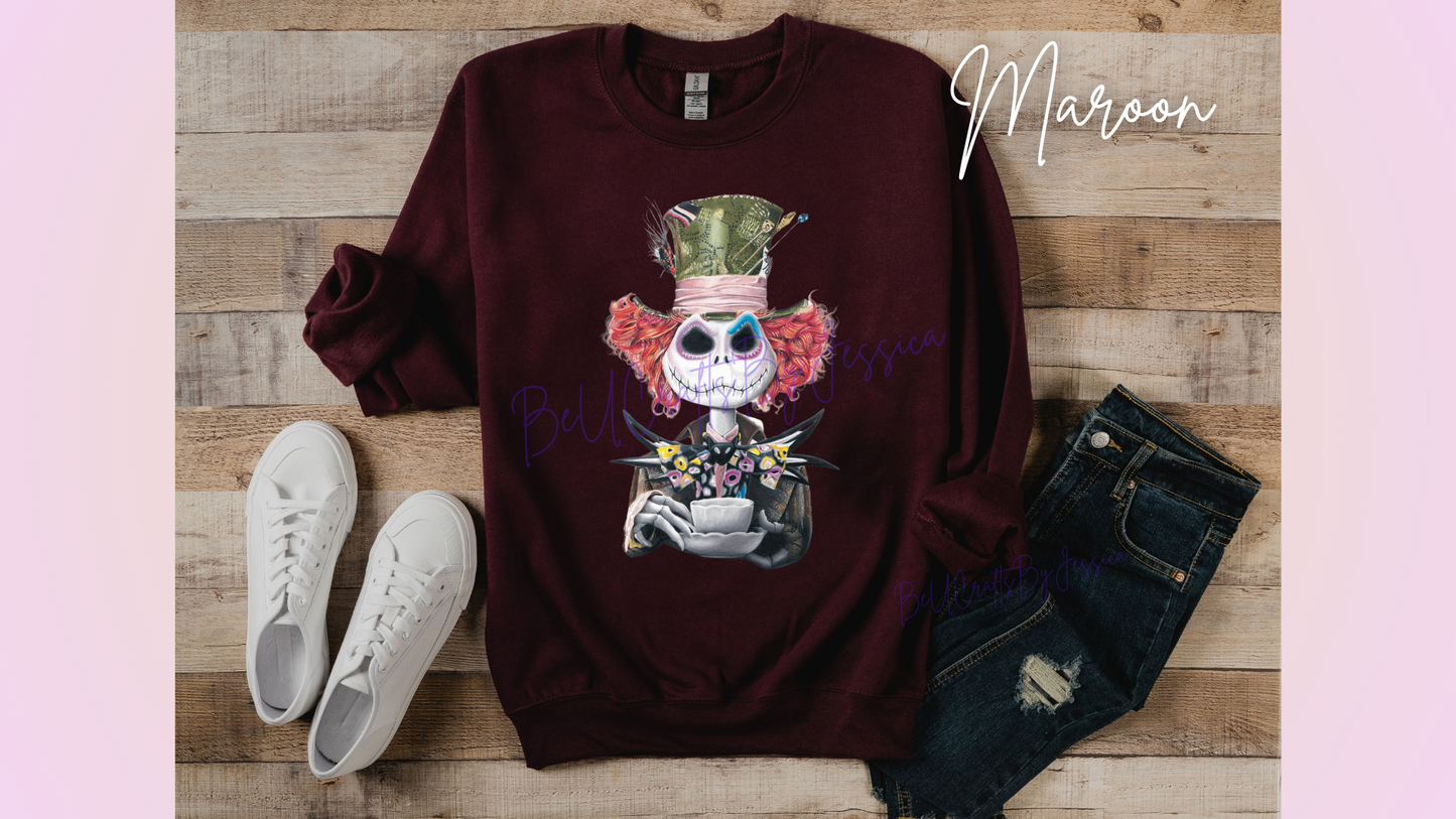 Mad Hatter Inspired Jack Skellington  -Sweatshirt