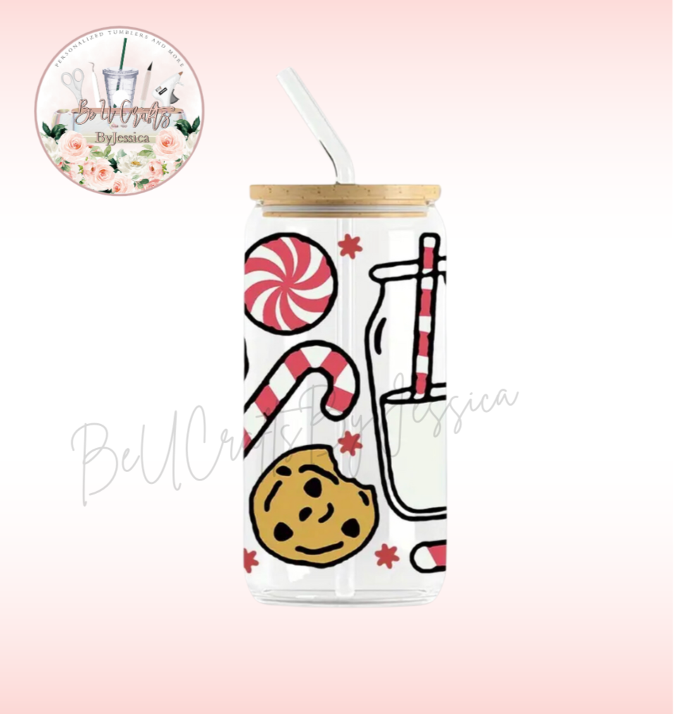 Milk & Cookies Holiday Glass Can -GIFT SET Bundle
