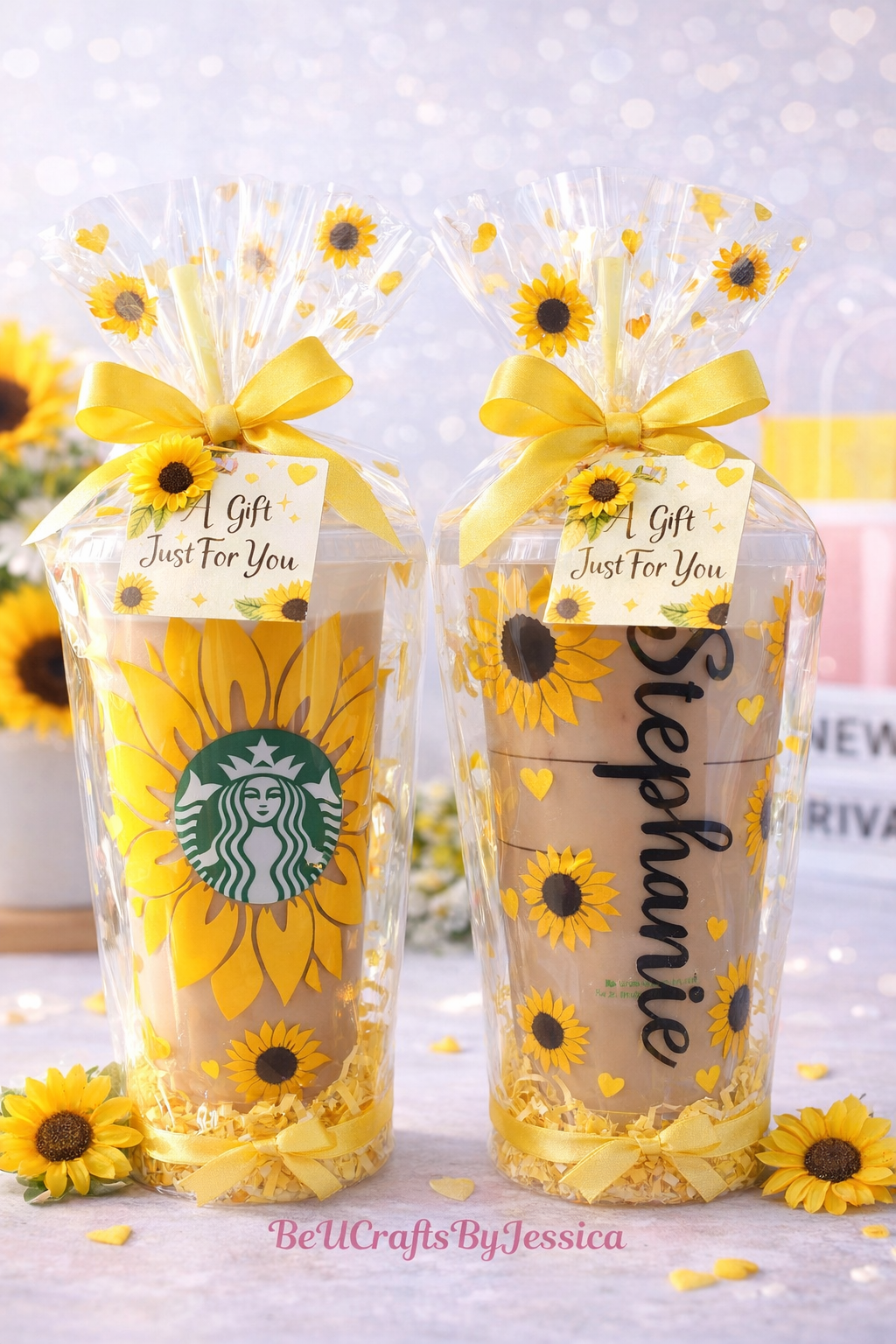 Custom Sunflower Starbucks Cold Cup – Personalized Name Option