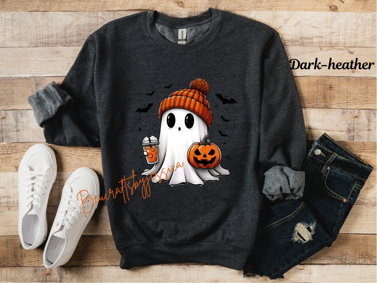 Cozy Halloween Ghost Sweatshirt – Fall Pumpkin & Coffee VibesSweatshirt