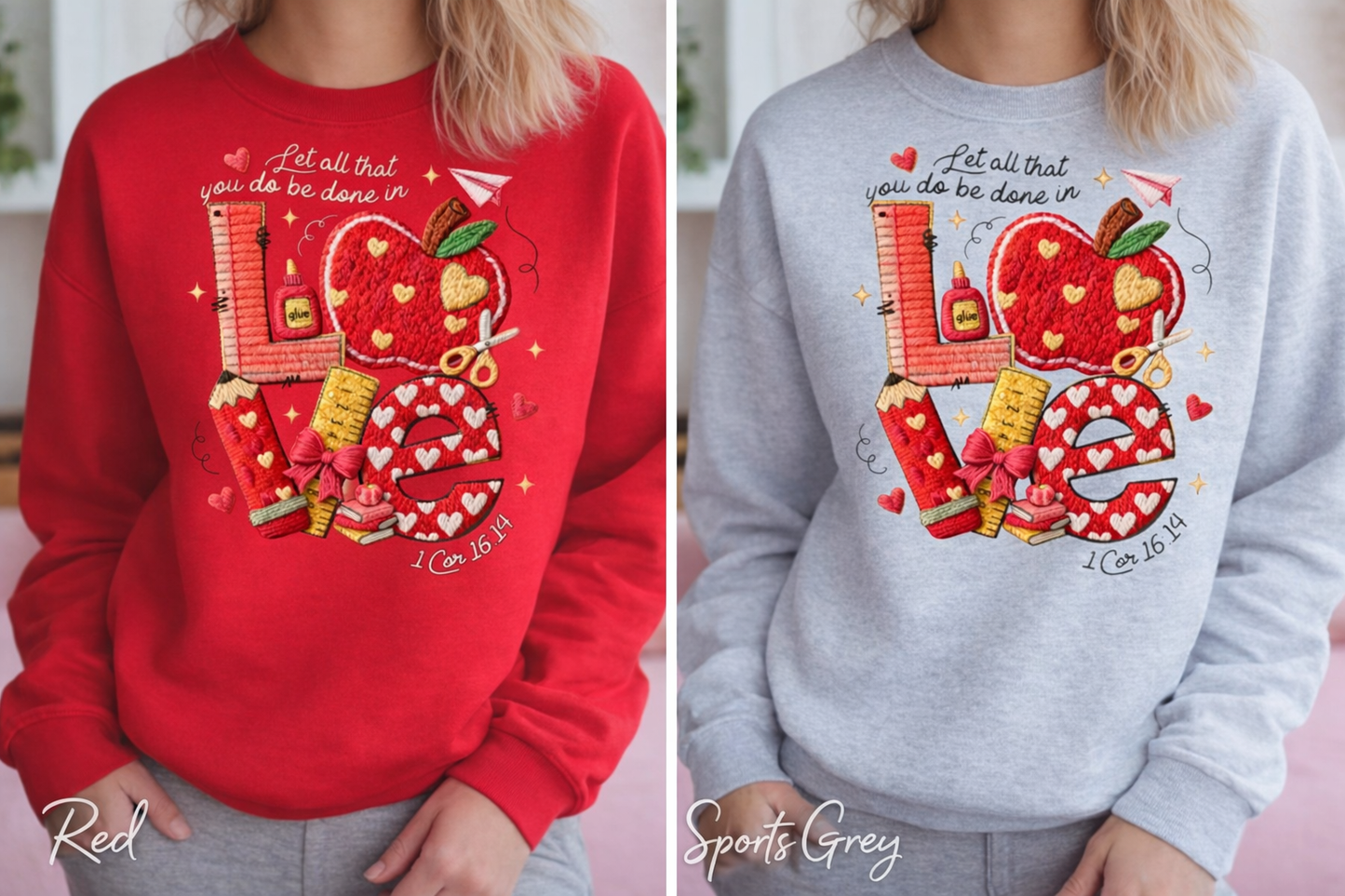 Faux Yarn Teacher Valentine’s Day Sweatshirt