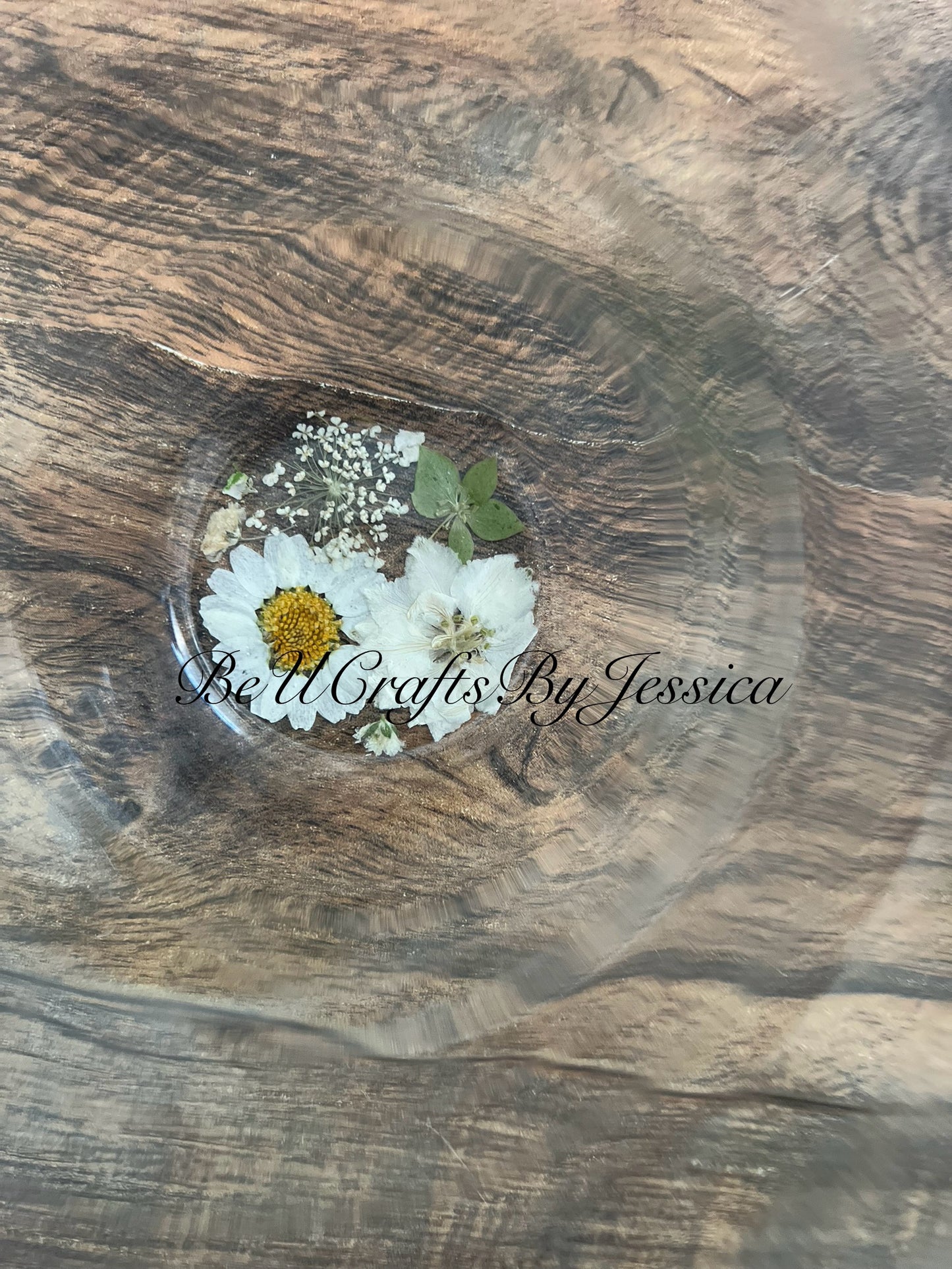 Wine Glass -Red & White Flowers
