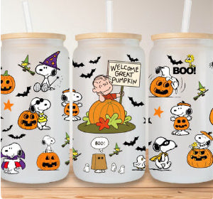 Halloween inspire peanut crew -Glass Cup