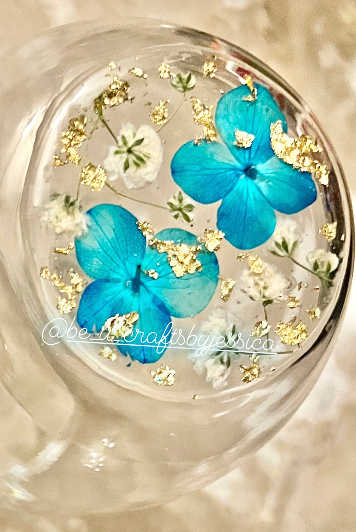 Wine Glass - Blue & White Flowers