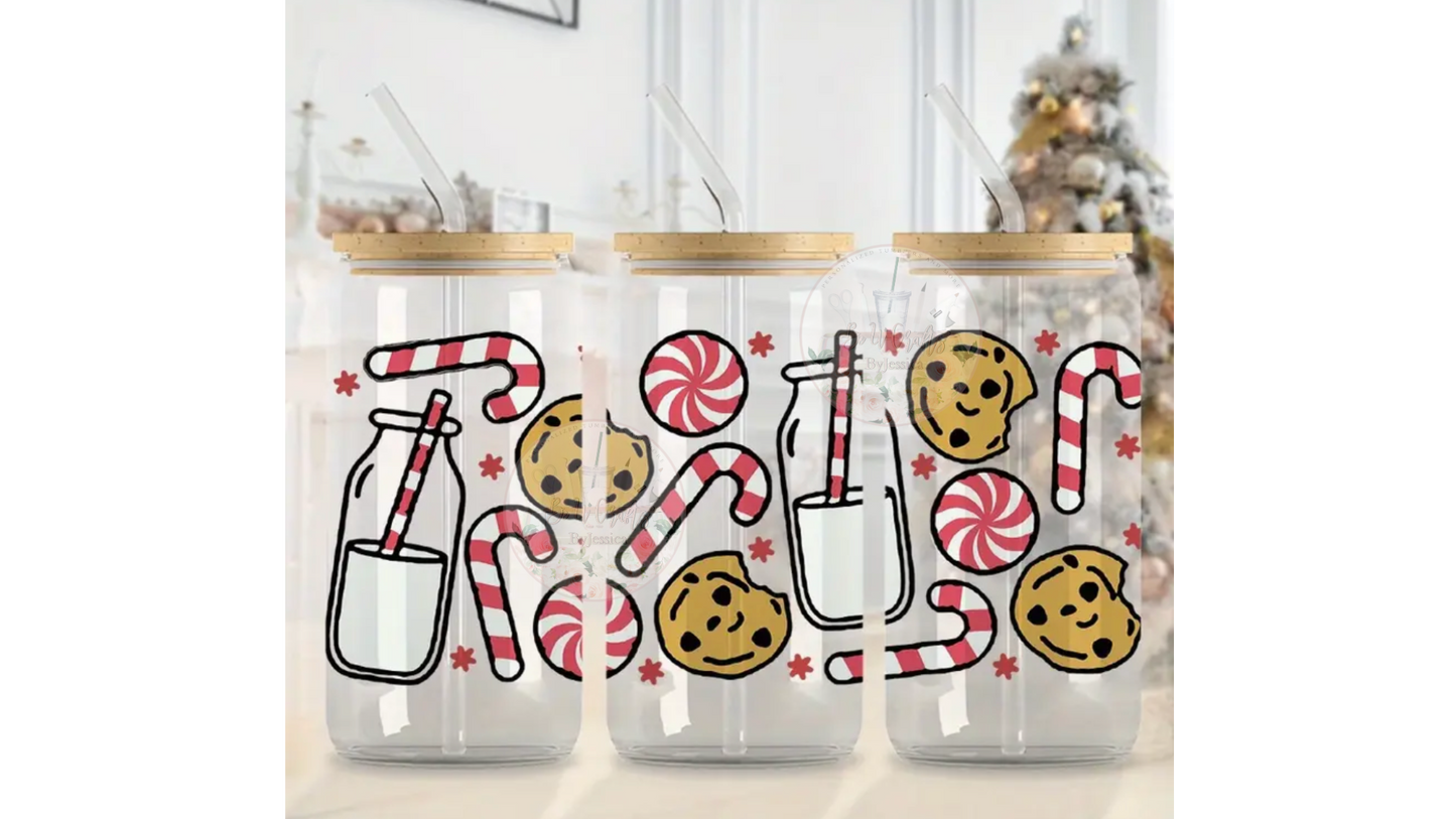 Milk & Cookies Holiday Glass Can -GIFT SET Bundle