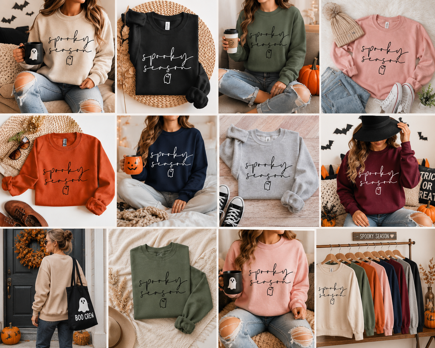 Spooky Season Sweatshirt | Cute Ghost Halloween Crewneck | Fall Graphic Sweatshirt | Halloween Shirt | Unisex Fall Sweater