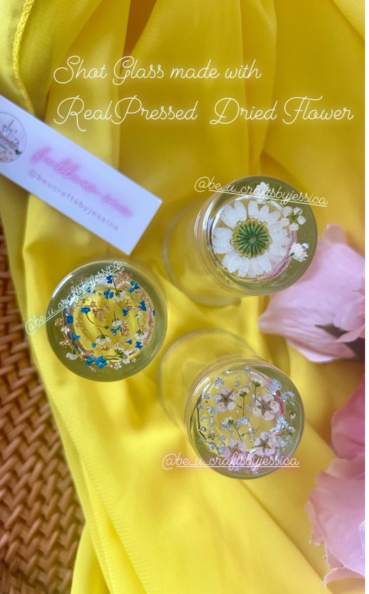 Shot Glass- made with Real Press Flower