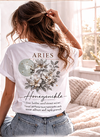Zodiac Birth Flower T-Shirt – Personalized Astrology Floral Graphic Tee | Birthday Gift for Her