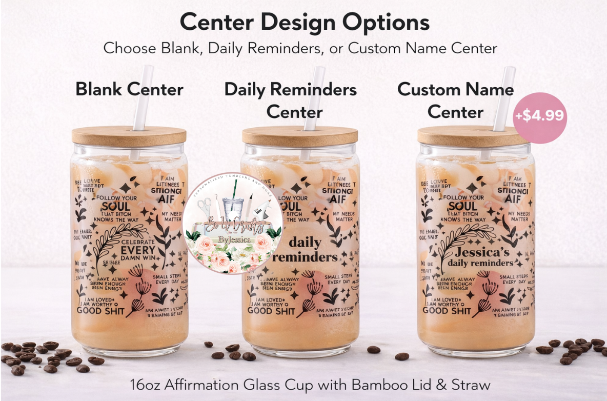 Vulgar Daily Reminders Affirmation Glass Cup | Funny Manifestation Cup | 16oz Libbey Glass Can