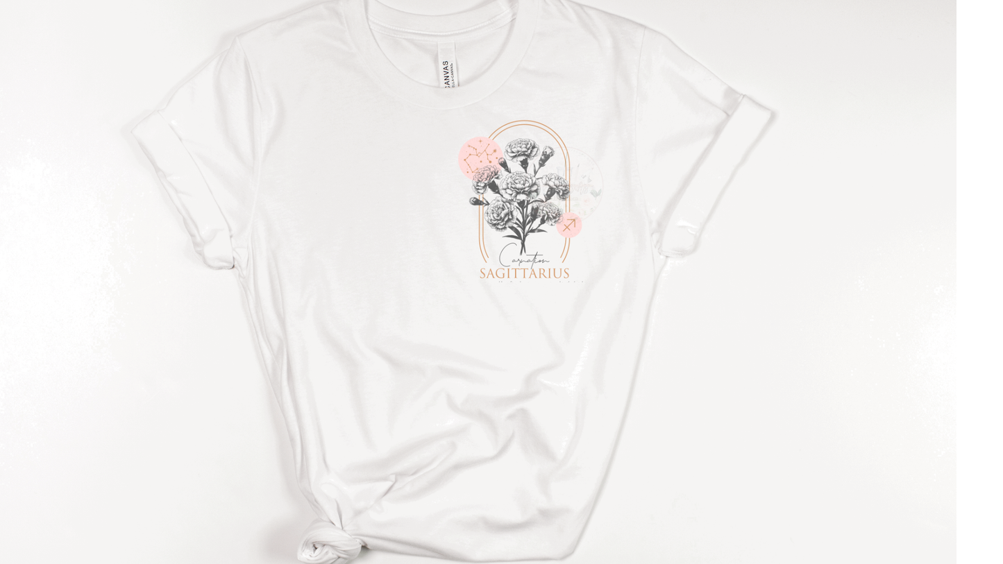 Zodiac Birth Flower T-Shirt – Personalized Astrology Floral Graphic Tee | Birthday Gift for Her