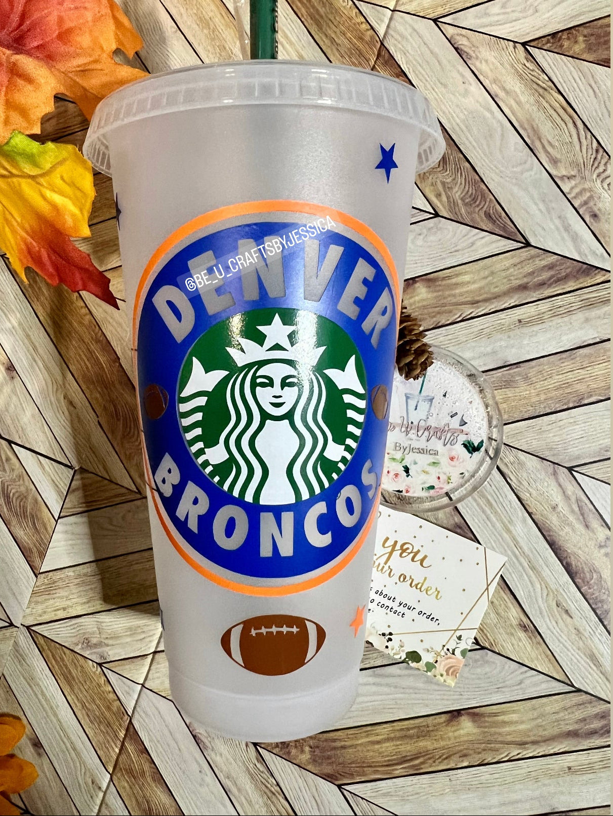 Denver Broncos NFL Inspired Cup |Starbucks Ruseable  Cold Cup